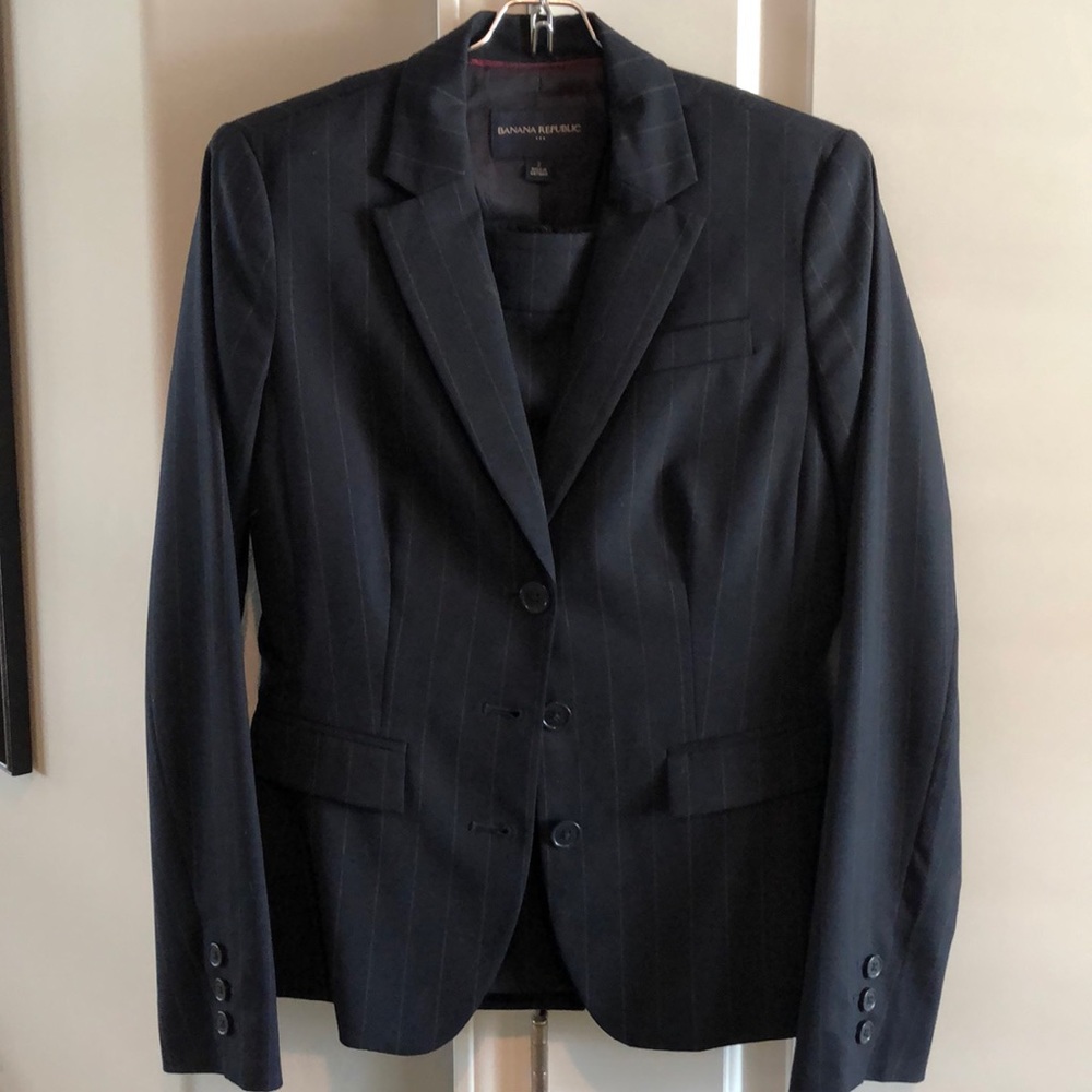 Blue Pin Stripe Skirt Suit